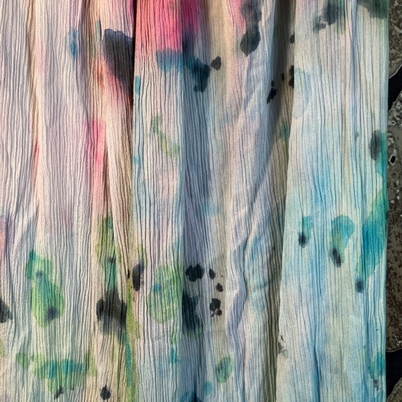 Hand Tie Dye cotton smocked textured soft beach pants wide leg 1 of a kind - Picture 7 of 9